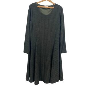 Coldwater Creek Women Ribbed Sweater Dress Large Midi Office Business Preppy